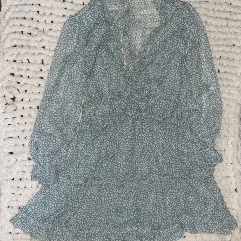Long Sleeve Ruffle Layer Backless Swing Mini Dress Size S - Picture 5 of 6